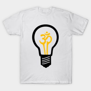 Om Meditation Lightbulb (Black and Yellow) T-Shirt